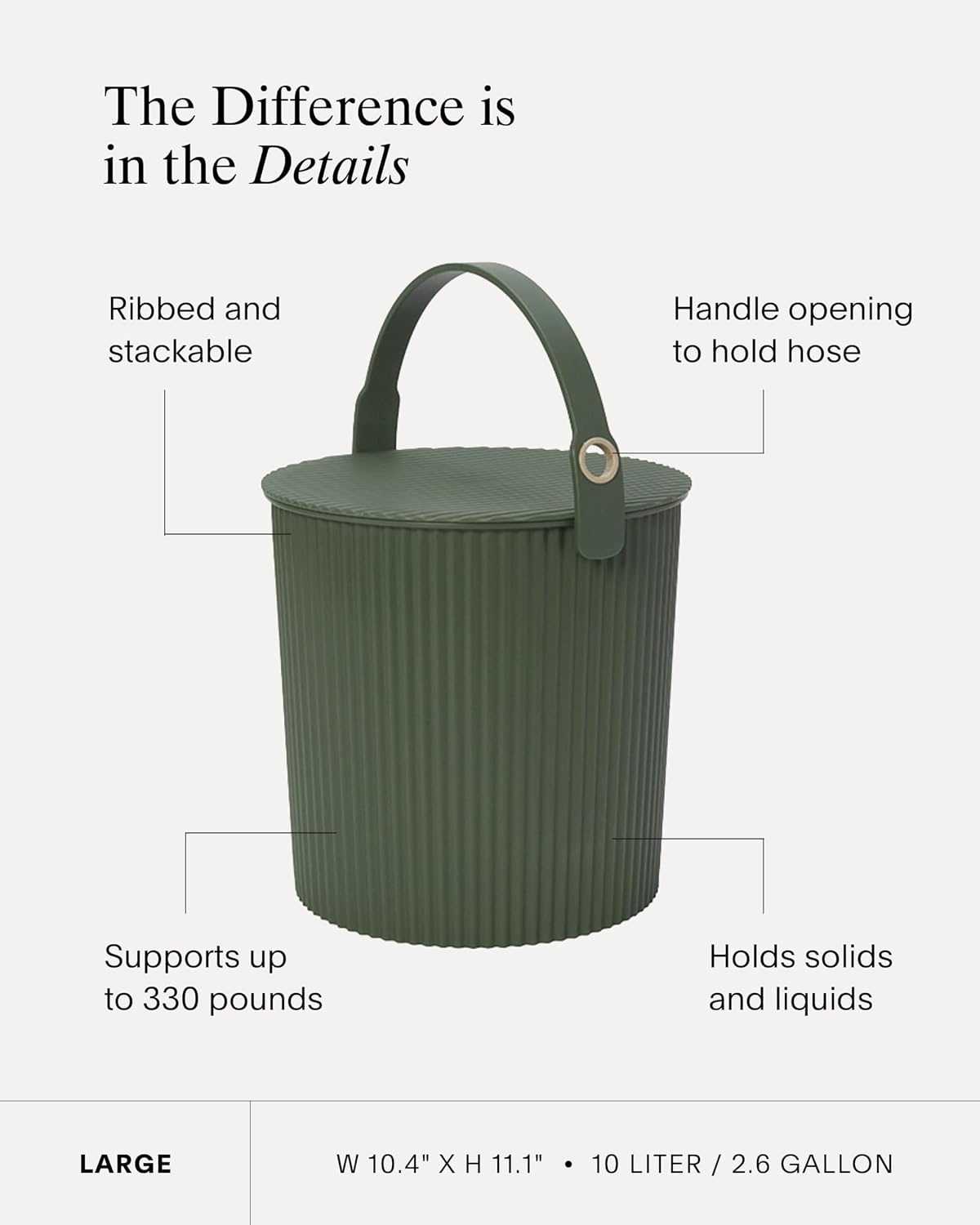 image:imageMartha by Martha Stewart Hachiman Extra Large Bucket HandsFree Filling Easy to Stack and Store Indoor Outdoor UseWhite