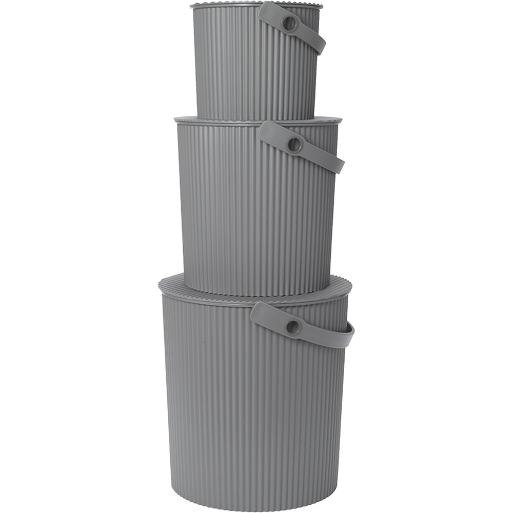 image:imageMartha by Martha Stewart Hachiman Extra Large Bucket  HandsFree Filling Easy to Stack and Store Indoor Outdoor UseNew Grey