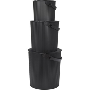 Martha by Martha Stewart Hachiman Extra Large Bucket | Hands-Free Filling, Easy to Stack and Store, Indoor Outdoor Use(Black)