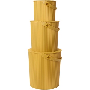 Martha by Martha Stewart Hachiman Extra Large Bucket | Hands-Free Filling, Easy to Stack and Store, Indoor Outdoor Use(Mustard)