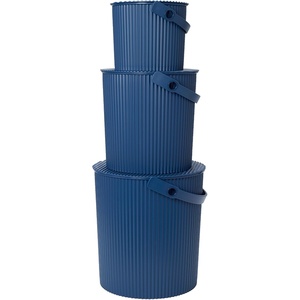 Martha by Martha Stewart Hachiman Extra Large Bucket | Hands-Free Filling, Easy to Stack and Store, Indoor Outdoor Use(Navy)