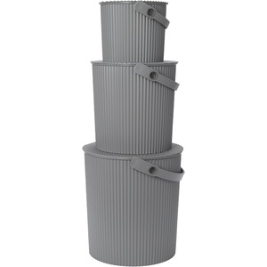 Martha by Martha Stewart Hachiman Extra Large Bucket | Hands-Free Filling, Easy to Stack and Store, Indoor Outdoor Use(New Grey)