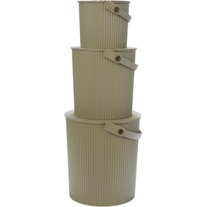 Martha by Martha Stewart Hachiman Extra Large Bucket | Hands-Free Filling, Easy to Stack and Store, Indoor Outdoor Use(Olive)