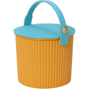 Martha by Martha Stewart Hachiman Extra Large Bucket | Hands-Free Filling, Easy to Stack and Store, Indoor Outdoor Use(Orange & Turquoise)