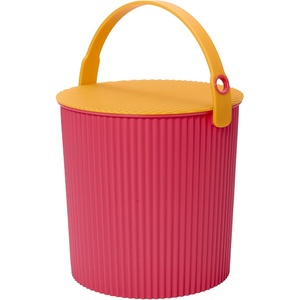 Martha by Martha Stewart Hachiman Extra Large Bucket | Hands-Free Filling, Easy to Stack and Store, Indoor Outdoor Use(Pink & Orange)