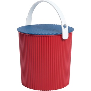 Martha by Martha Stewart Hachiman Extra Large Bucket | Hands-Free Filling, Easy to Stack and Store, Indoor Outdoor Use(Red  Blue  White)