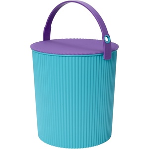 Martha by Martha Stewart Hachiman Extra Large Bucket | Hands-Free Filling, Easy to Stack and Store, Indoor Outdoor Use(Turquoise & Purple)