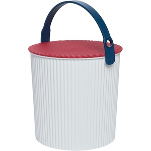 Martha by Martha Stewart Hachiman Extra Large Bucket | Hands-Free Filling, Easy to Stack and Store, Indoor Outdoor Use(White  Red  Blue)