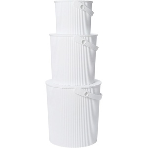 Martha by Martha Stewart Hachiman Extra Large Bucket | Hands-Free Filling, Easy to Stack and Store, Indoor Outdoor Use(White)