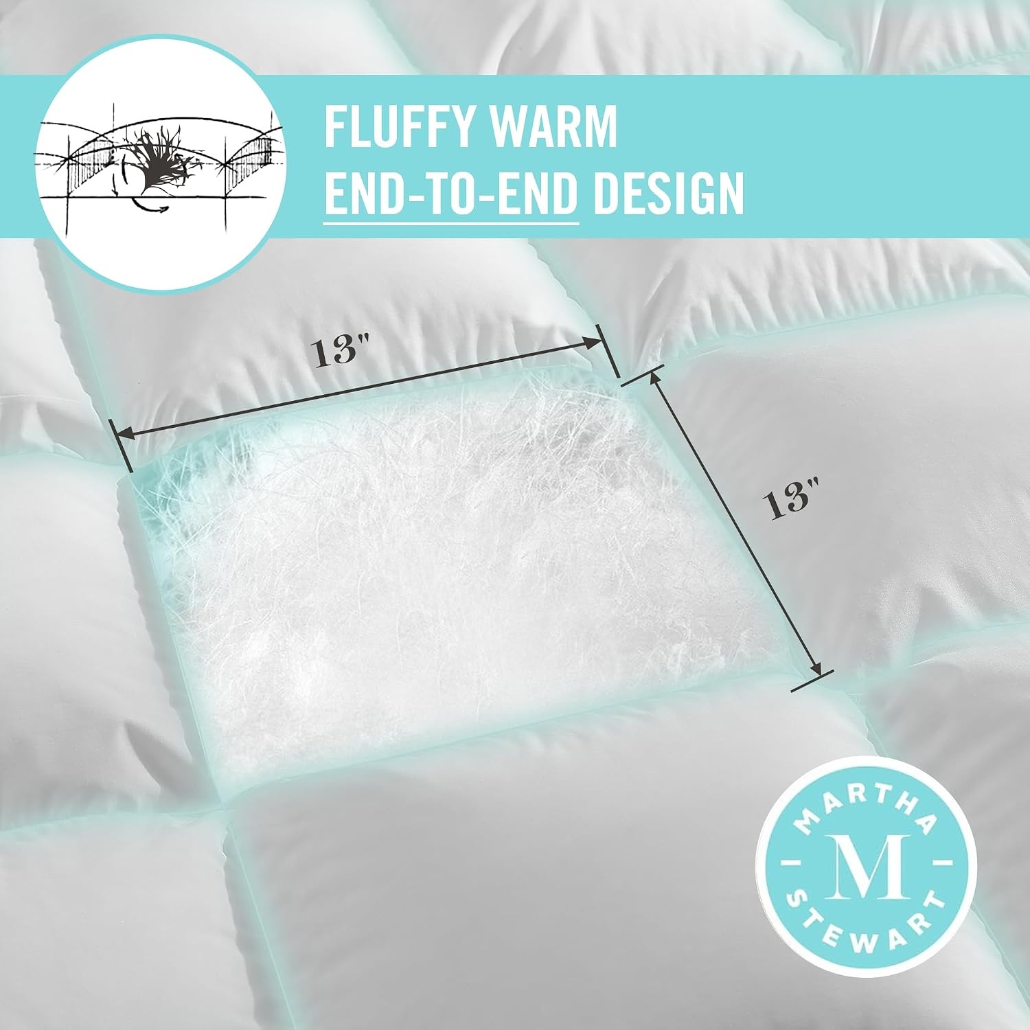 image:imageMartha Stewart Luxury White Goose Feathers Down Fiber Comforter King Size Hotel Collection 100 Cotton Cover Comforter All Season Medium Warmth Breathable Hypoallergenic 106 x 90 InchExtra WarmthWhite