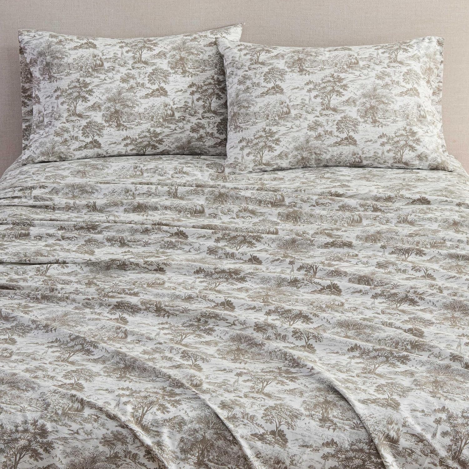 image:imageMartha Stewart Full Sheet Set with Fitted Sheet amp Pillowcases Cotton Percale Bedding with a Smooth Feel Deep Pocket Gingham BrownAmelie Brown