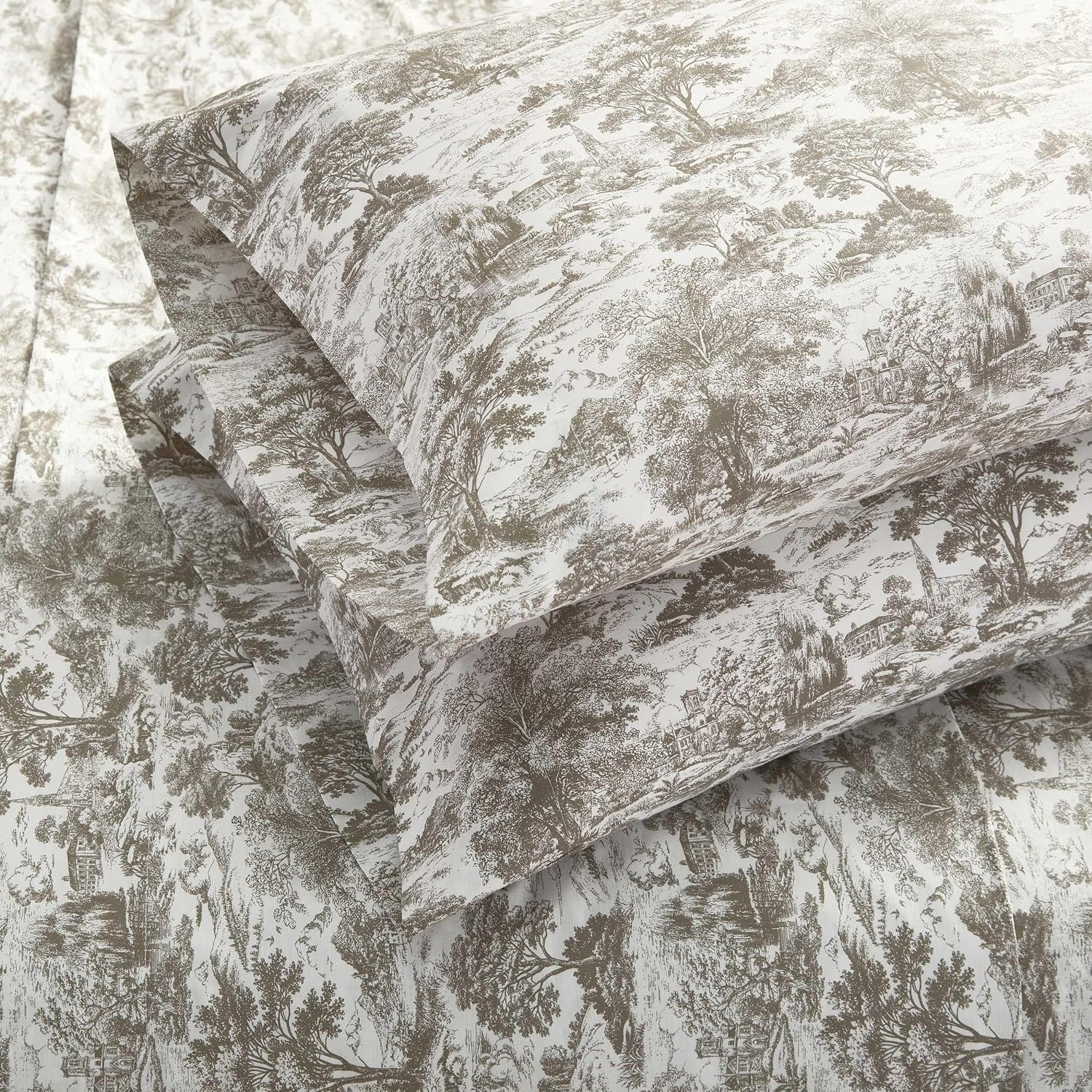 image:imageMartha Stewart Full Sheet Set with Fitted Sheet amp Pillowcases Cotton Percale Bedding with a Smooth Feel Deep Pocket Gingham BrownAmelie Brown