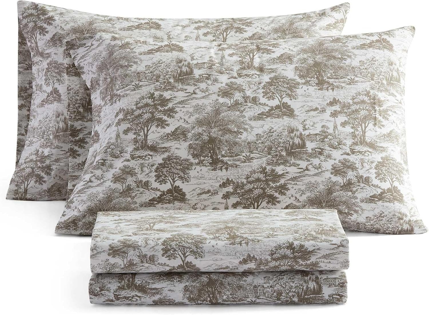 image:imageMartha Stewart Full Sheet Set with Fitted Sheet amp Pillowcases Cotton Percale Bedding with a Smooth Feel Deep Pocket Gingham BrownAmelie Brown
