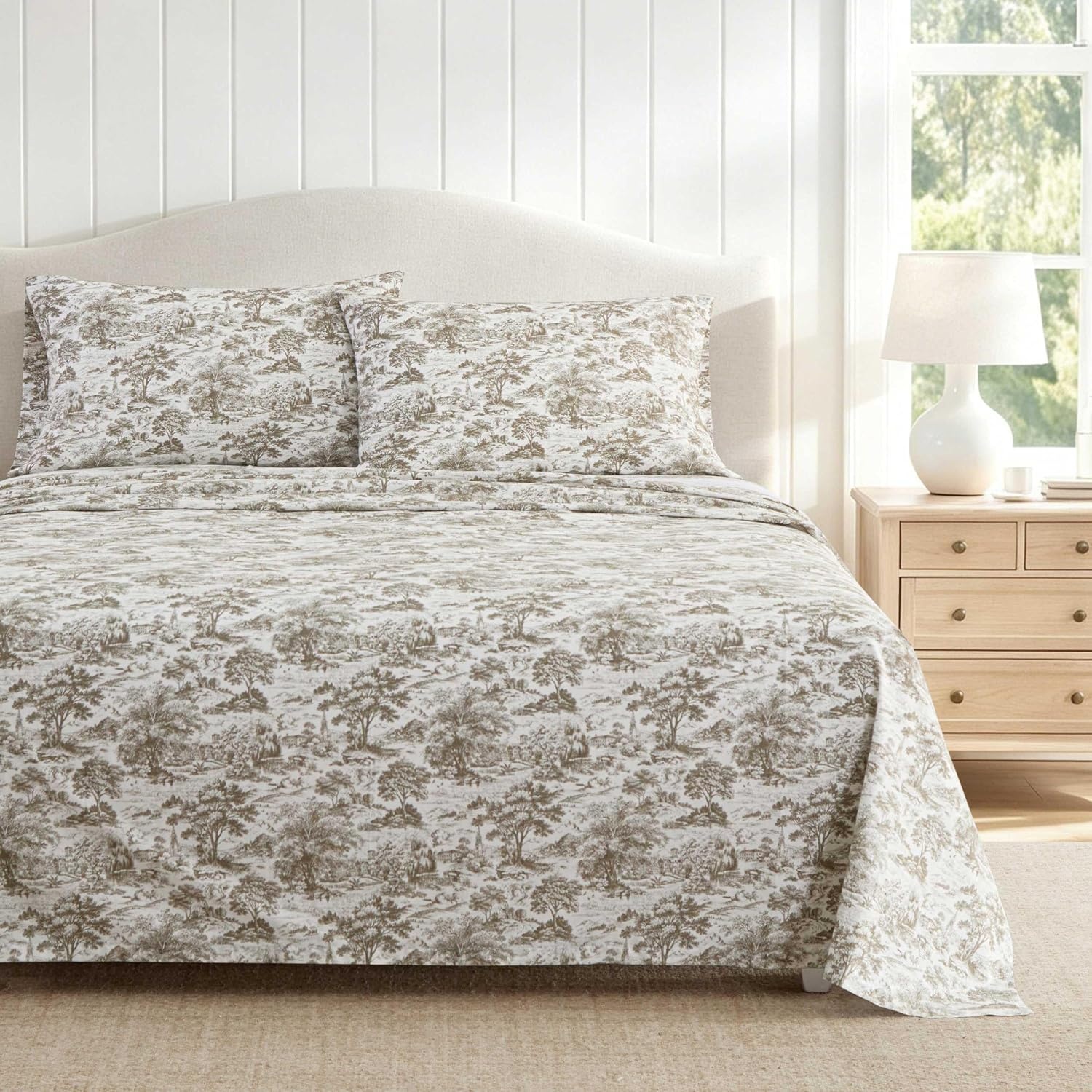 image:imageMartha Stewart Full Sheet Set with Fitted Sheet amp Pillowcases Cotton Percale Bedding with a Smooth Feel Deep Pocket Gingham BrownAmelie Brown