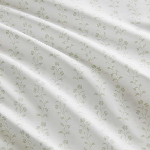 image:imageMartha Stewart Full Sheet Set with Fitted Sheet amp Pillowcases Cotton Percale Bedding with a Smooth Feel Deep Pocket Gingham BrownDitsy Vine Green