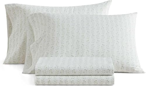 image:imageMartha Stewart Full Sheet Set with Fitted Sheet amp Pillowcases Cotton Percale Bedding with a Smooth Feel Deep Pocket Gingham BrownDitsy Vine Green