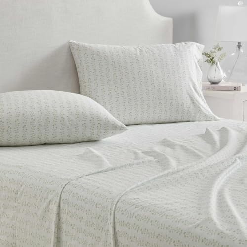 image:imageMartha Stewart Full Sheet Set with Fitted Sheet amp Pillowcases Cotton Percale Bedding with a Smooth Feel Deep Pocket Gingham BrownDitsy Vine Green