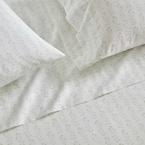 image:imageMartha Stewart Full Sheet Set with Fitted Sheet amp Pillowcases Cotton Percale Bedding with a Smooth Feel Deep Pocket Gingham BrownDitsy Vine Green
