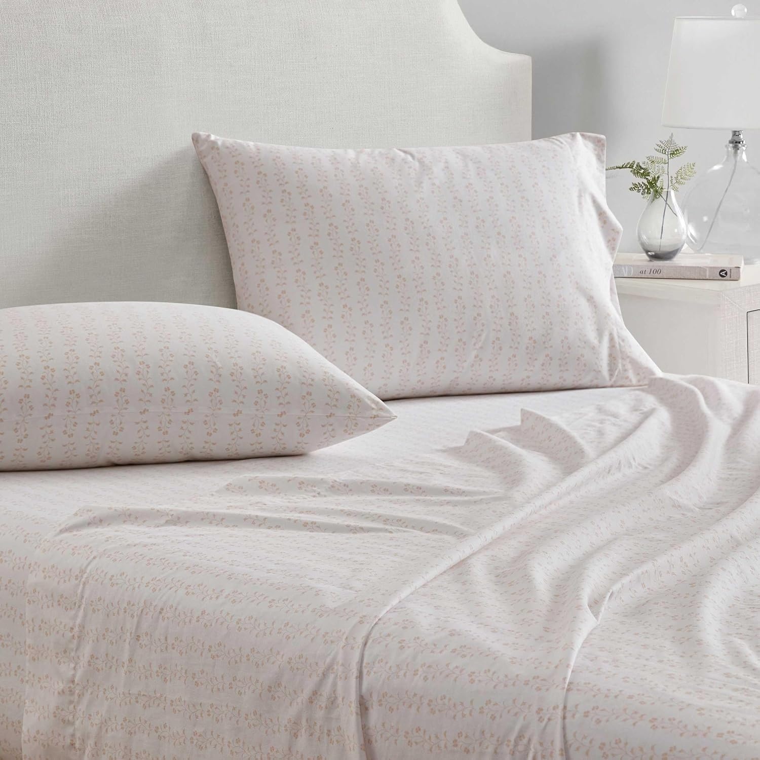 image:imageMartha Stewart Full Sheet Set with Fitted Sheet amp Pillowcases Cotton Percale Bedding with a Smooth Feel Deep Pocket Gingham BrownDitsy Vine Pink