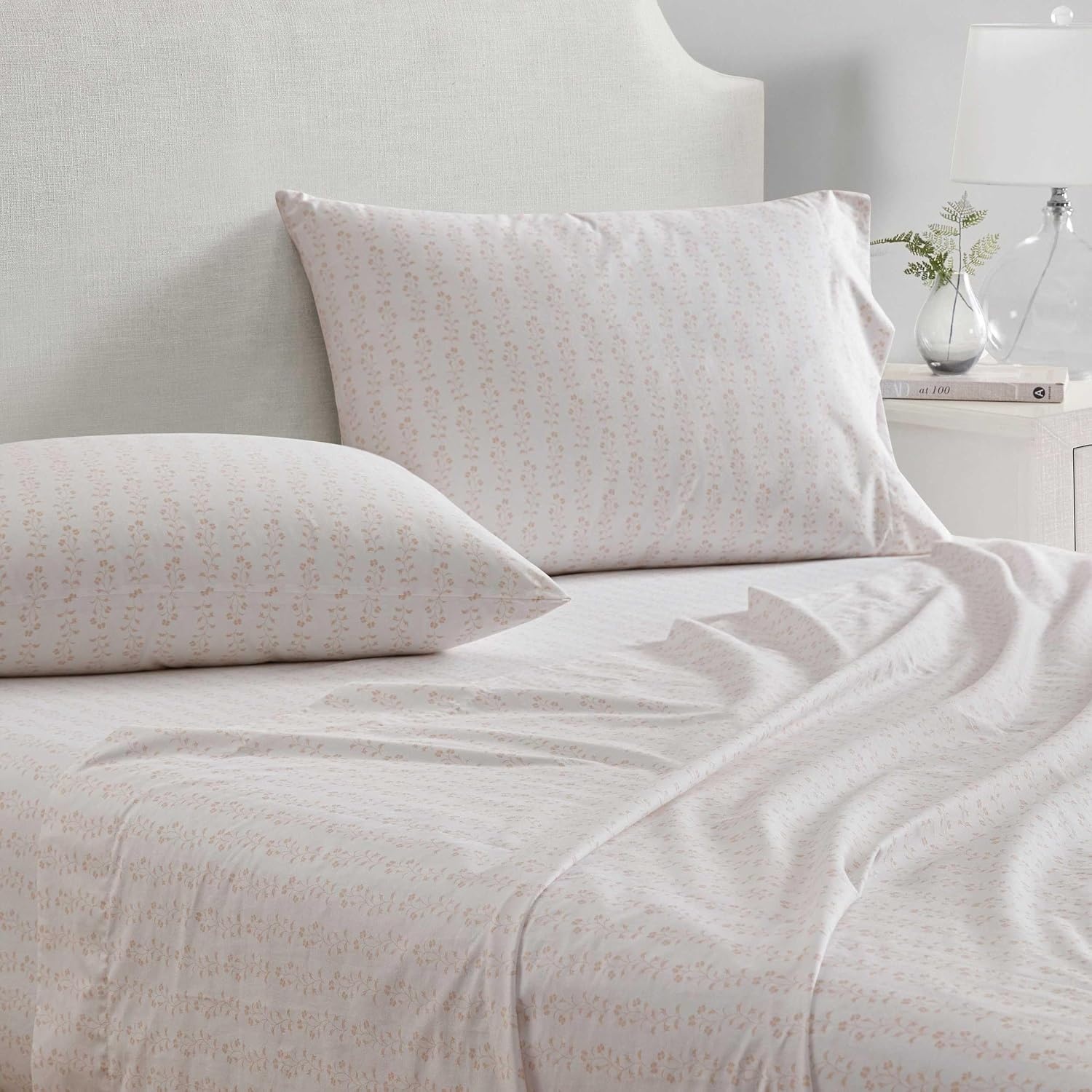 image:imageMartha Stewart Full Sheet Set with Fitted Sheet amp Pillowcases Cotton Percale Bedding with a Smooth Feel Deep Pocket Gingham BrownDitsy Vine Pink