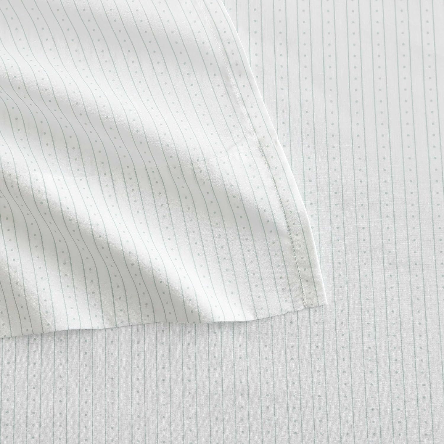 image:imageMartha Stewart Full Sheet Set with Fitted Sheet amp Pillowcases Cotton Percale Bedding with a Smooth Feel Deep Pocket Gingham BrownDottie Stripe Green
