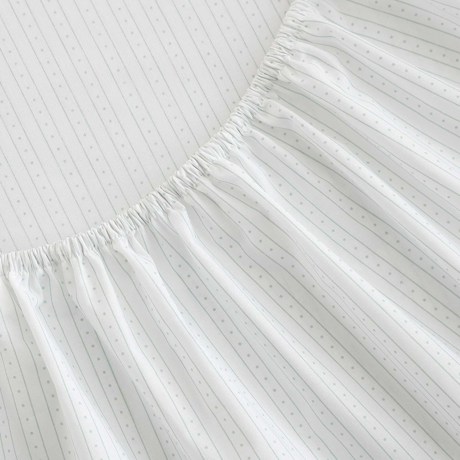 image:imageMartha Stewart Full Sheet Set with Fitted Sheet amp Pillowcases Cotton Percale Bedding with a Smooth Feel Deep Pocket Gingham BrownDottie Stripe Green