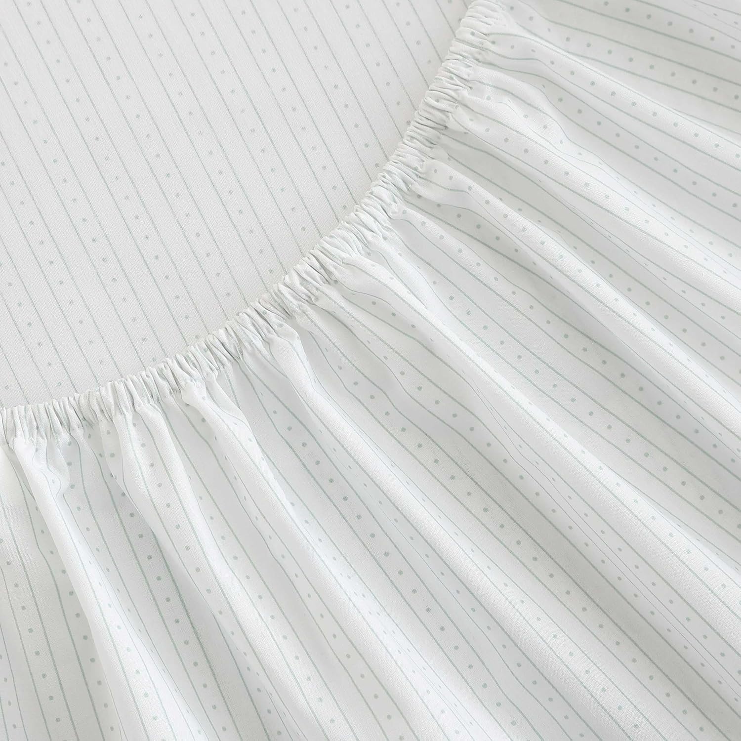 image:imageMartha Stewart Full Sheet Set with Fitted Sheet amp Pillowcases Cotton Percale Bedding with a Smooth Feel Deep Pocket Gingham BrownDottie Stripe Green