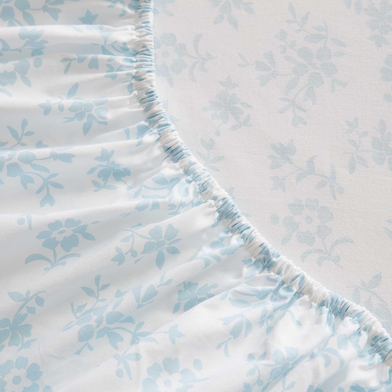 image:imageMartha Stewart Full Sheet Set with Fitted Sheet amp Pillowcases Cotton Percale Bedding with a Smooth Feel Deep Pocket Gingham BrownFloral Blue