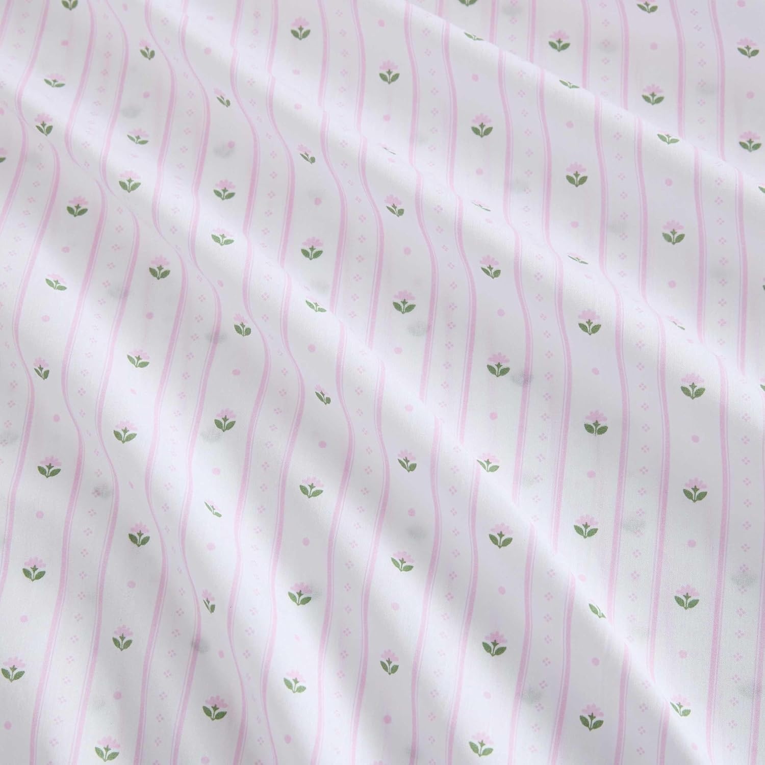 image:imageMartha Stewart Full Sheet Set with Fitted Sheet amp Pillowcases Cotton Percale Bedding with a Smooth Feel Deep Pocket Gingham BrownFloral Stripe Pink