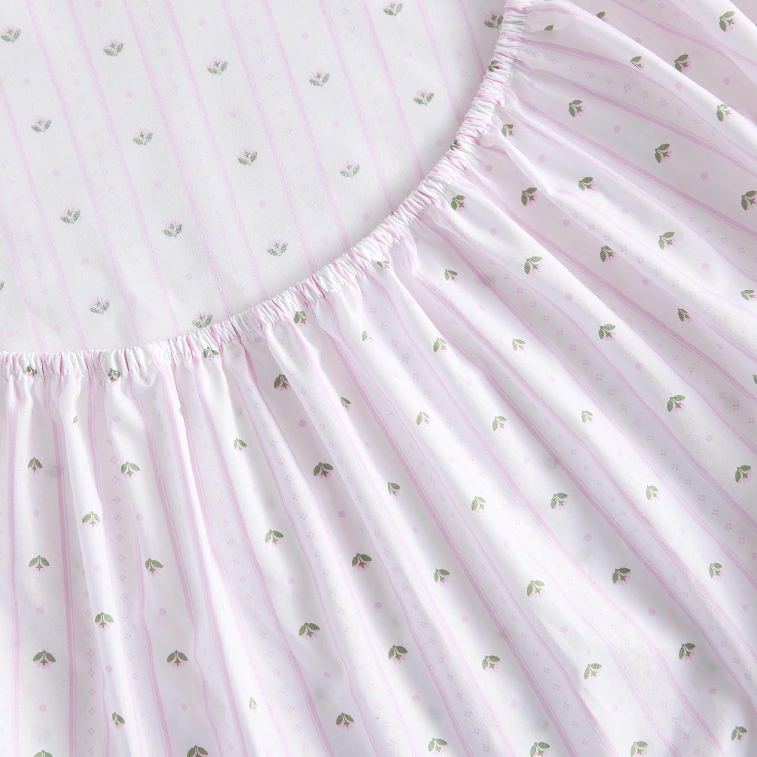 image:imageMartha Stewart Full Sheet Set with Fitted Sheet amp Pillowcases Cotton Percale Bedding with a Smooth Feel Deep Pocket Gingham BrownFloral Stripe Pink