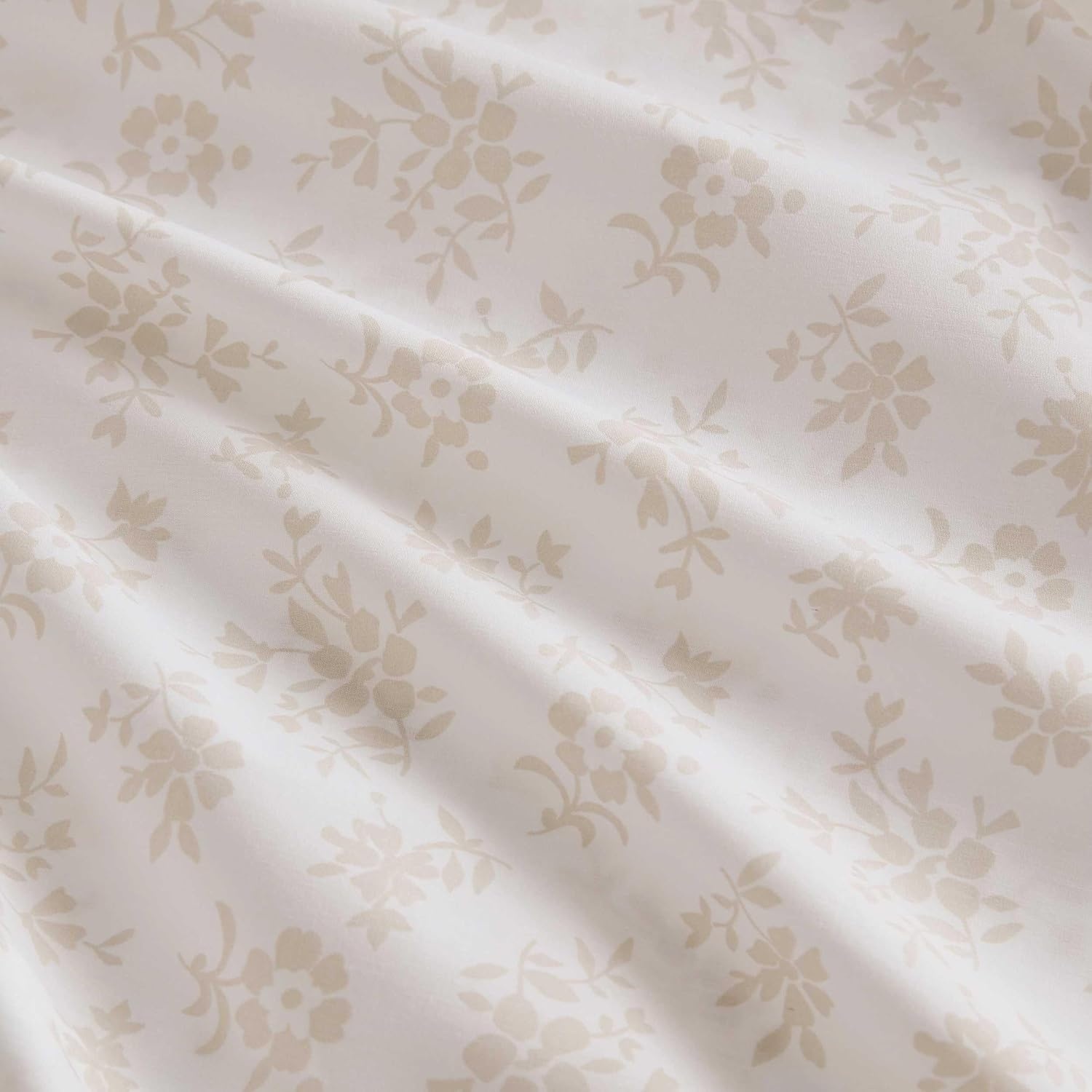 image:imageMartha Stewart Full Sheet Set with Fitted Sheet amp Pillowcases Cotton Percale Bedding with a Smooth Feel Deep Pocket Gingham BrownFloral White