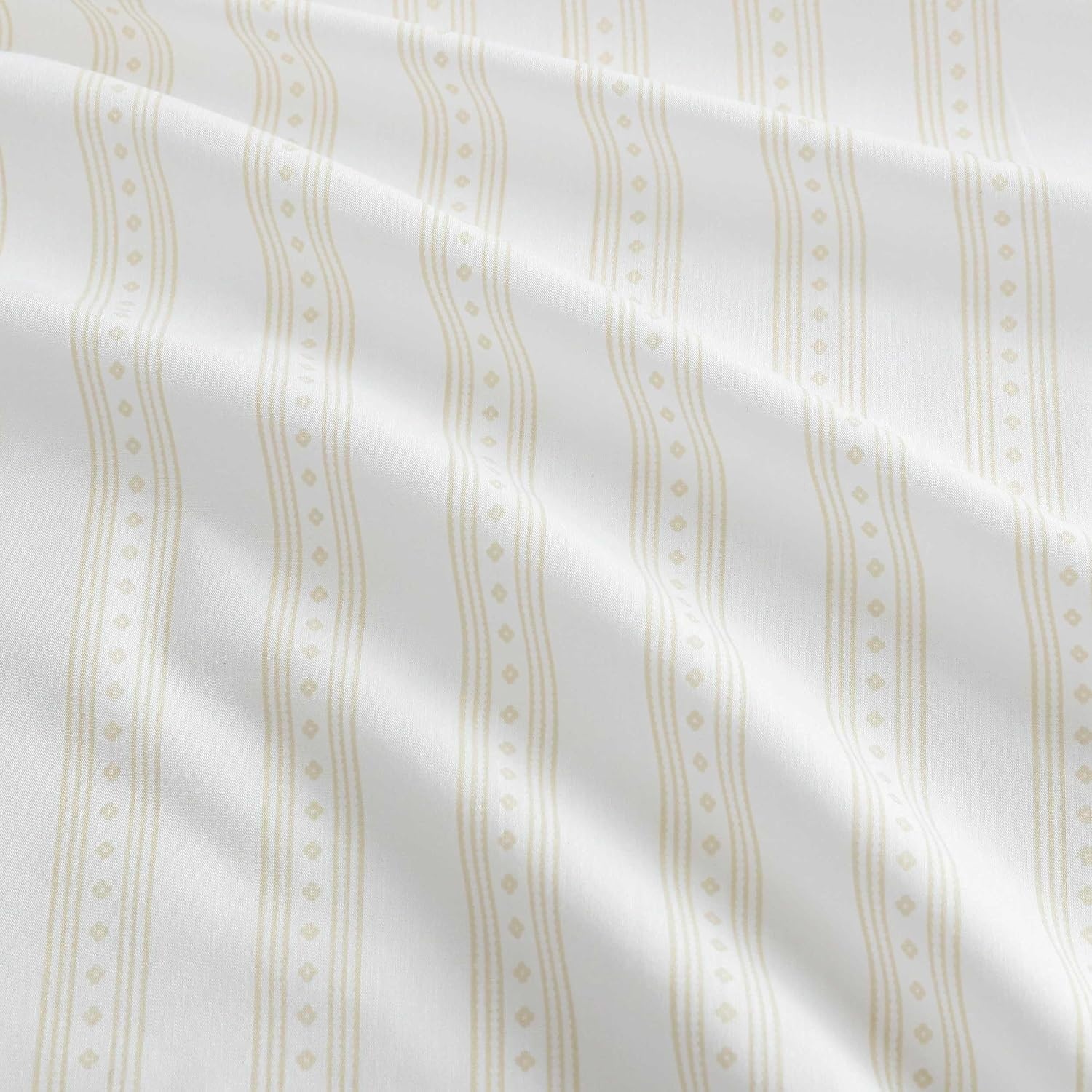 image:imageMartha Stewart Full Sheet Set with Fitted Sheet amp Pillowcases Cotton Percale Bedding with a Smooth Feel Deep Pocket Gingham BrownFrancesca Stripe Beige