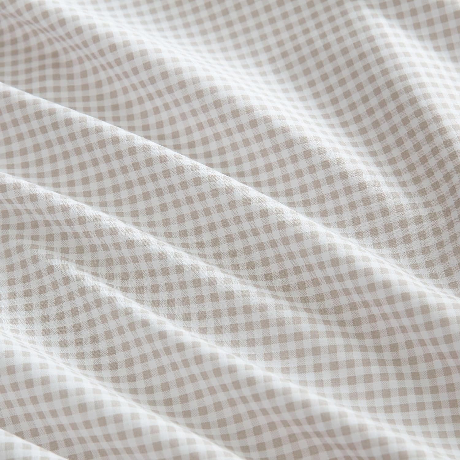 image:imageMartha Stewart Full Sheet Set with Fitted Sheet amp Pillowcases Cotton Percale Bedding with a Smooth Feel Deep Pocket Gingham BrownGingham Beige