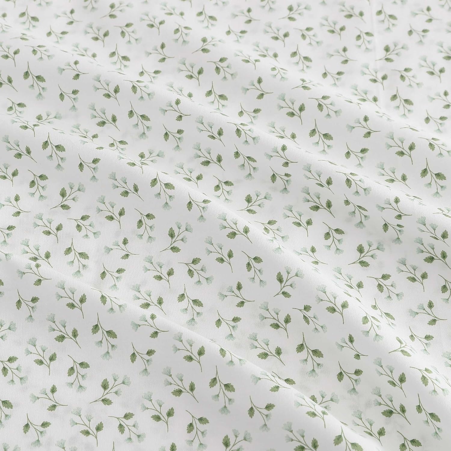 image:imageMartha Stewart Full Sheet Set with Fitted Sheet amp Pillowcases Cotton Percale Bedding with a Smooth Feel Deep Pocket Gingham BrownKennedy Floral Green