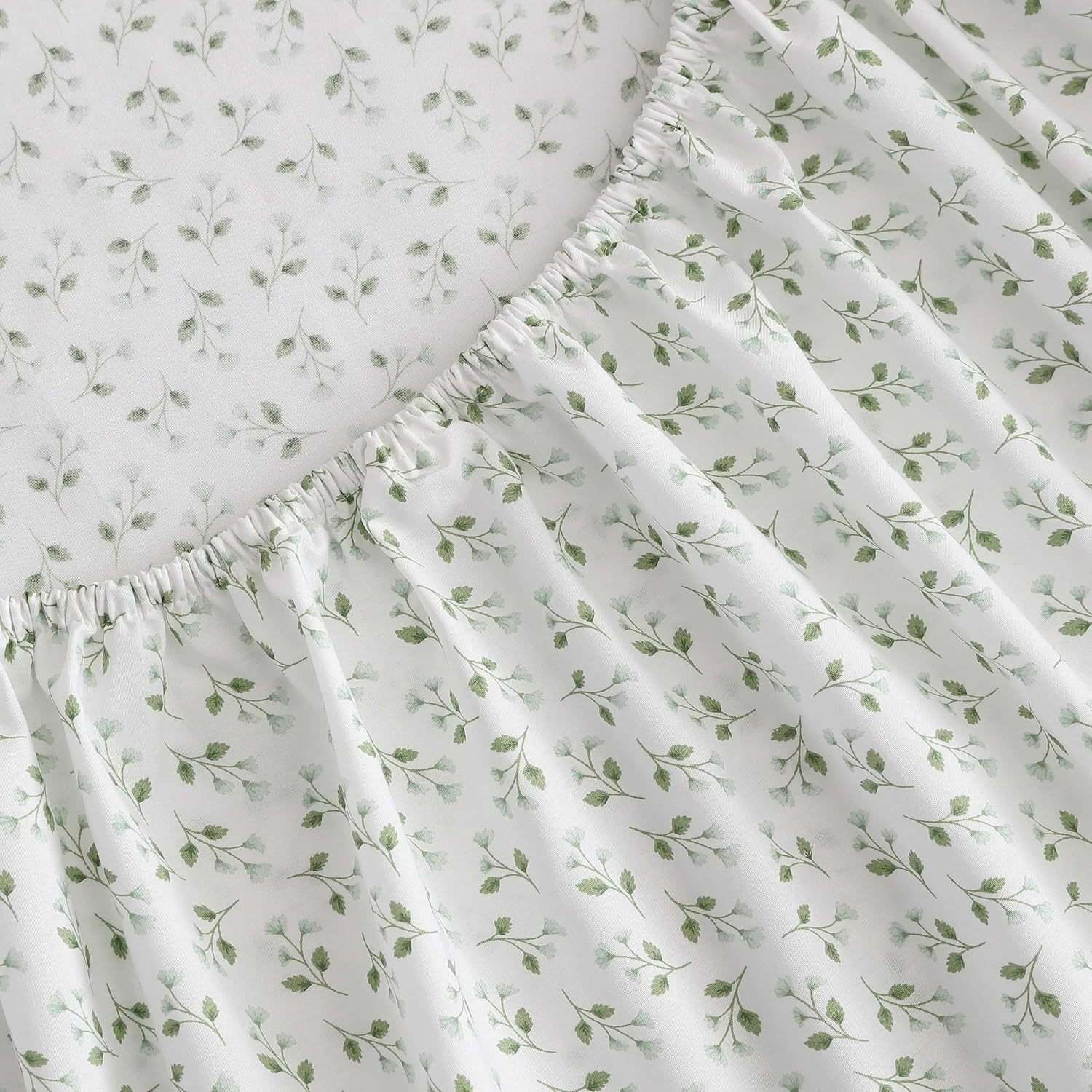 image:imageMartha Stewart Full Sheet Set with Fitted Sheet amp Pillowcases Cotton Percale Bedding with a Smooth Feel Deep Pocket Gingham BrownKennedy Floral Green