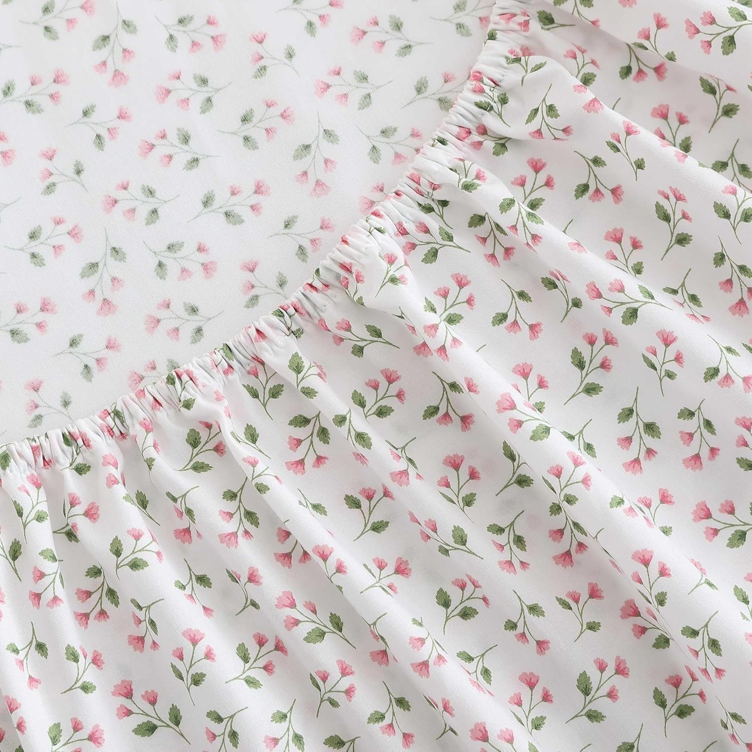 image:imageMartha Stewart Full Sheet Set with Fitted Sheet amp Pillowcases Cotton Percale Bedding with a Smooth Feel Deep Pocket Gingham BrownKennedy Floral Pink