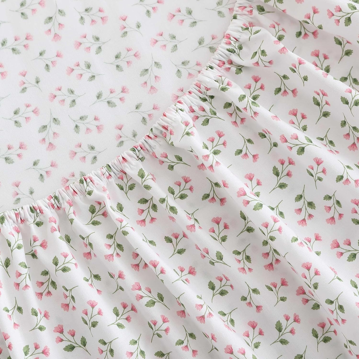 image:imageMartha Stewart Full Sheet Set with Fitted Sheet amp Pillowcases Cotton Percale Bedding with a Smooth Feel Deep Pocket Gingham BrownKennedy Floral Pink
