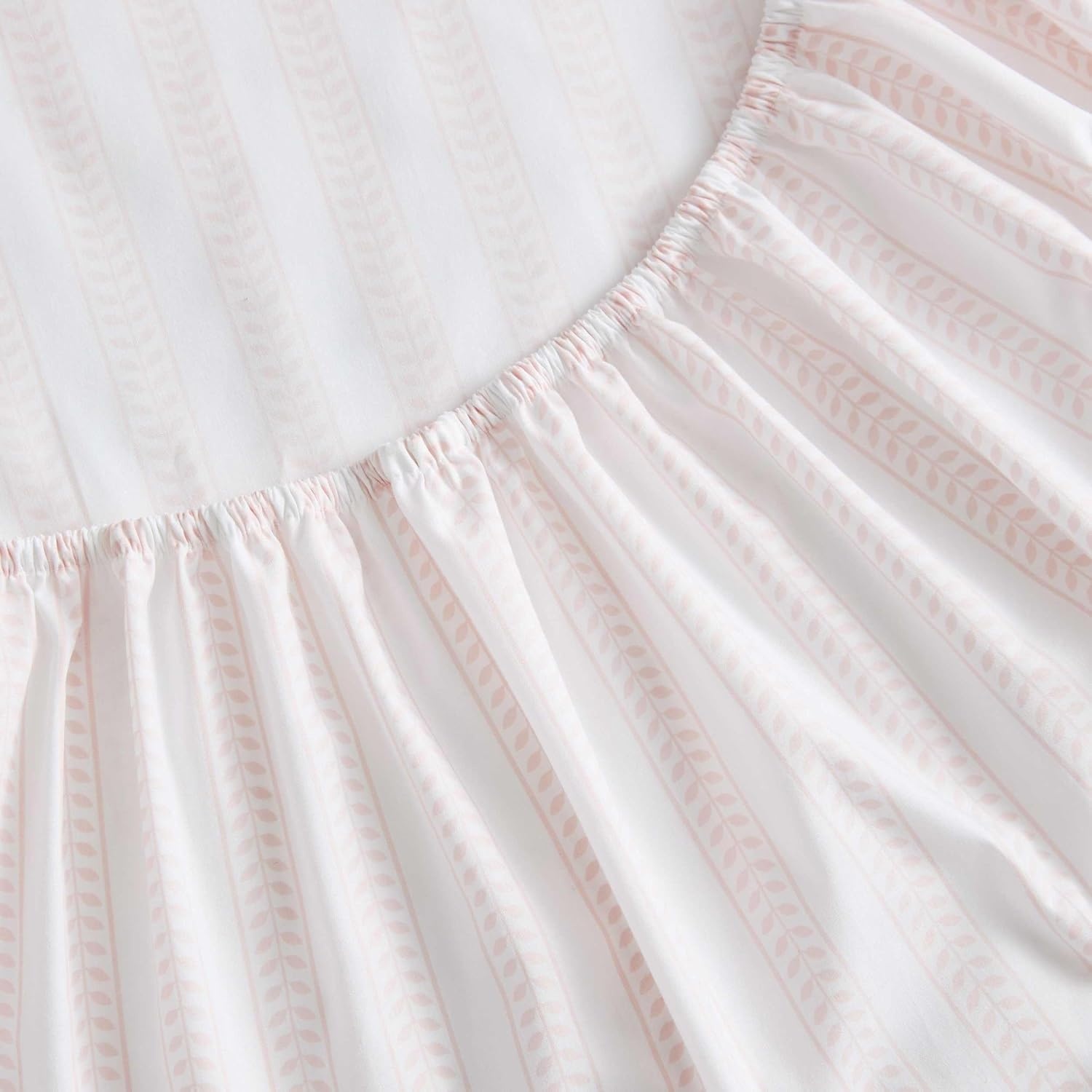 image:imageMartha Stewart Full Sheet Set with Fitted Sheet amp Pillowcases Cotton Percale Bedding with a Smooth Feel Deep Pocket Gingham BrownLeaf Stripe Pink