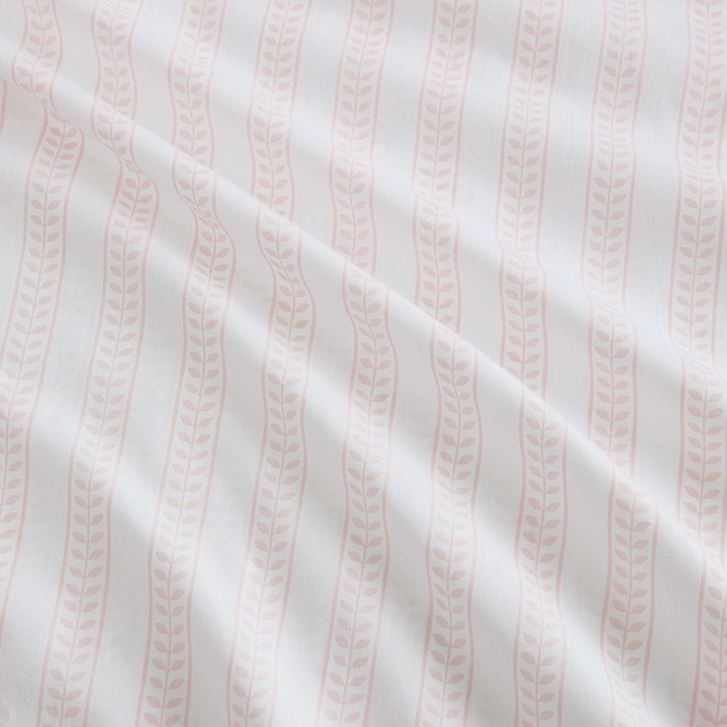 image:imageMartha Stewart Full Sheet Set with Fitted Sheet amp Pillowcases Cotton Percale Bedding with a Smooth Feel Deep Pocket Gingham BrownLeaf Stripe Pink