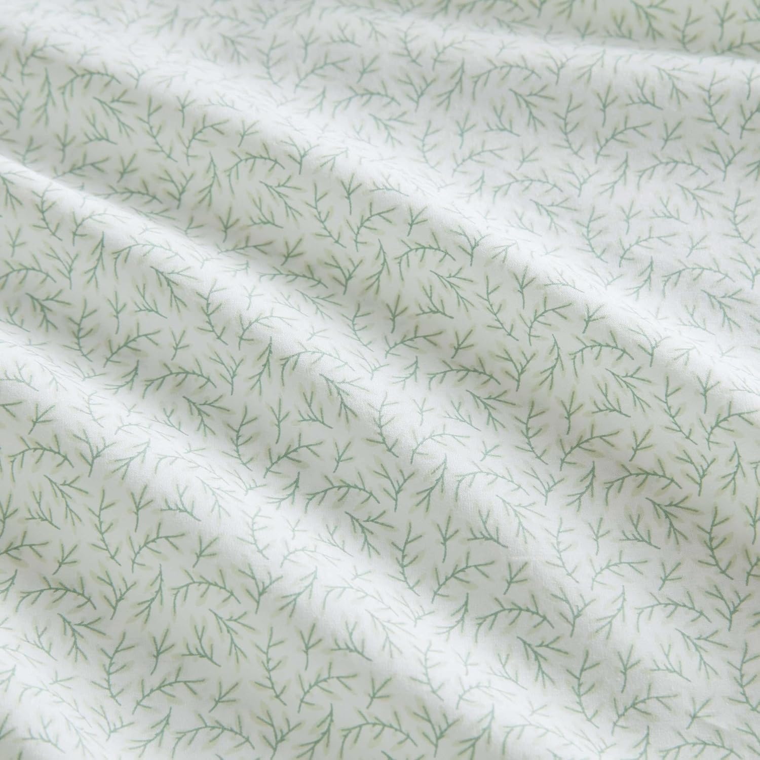 image:imageMartha Stewart Full Sheet Set with Fitted Sheet amp Pillowcases Cotton Percale Bedding with a Smooth Feel Deep Pocket Gingham BrownLeaves Green