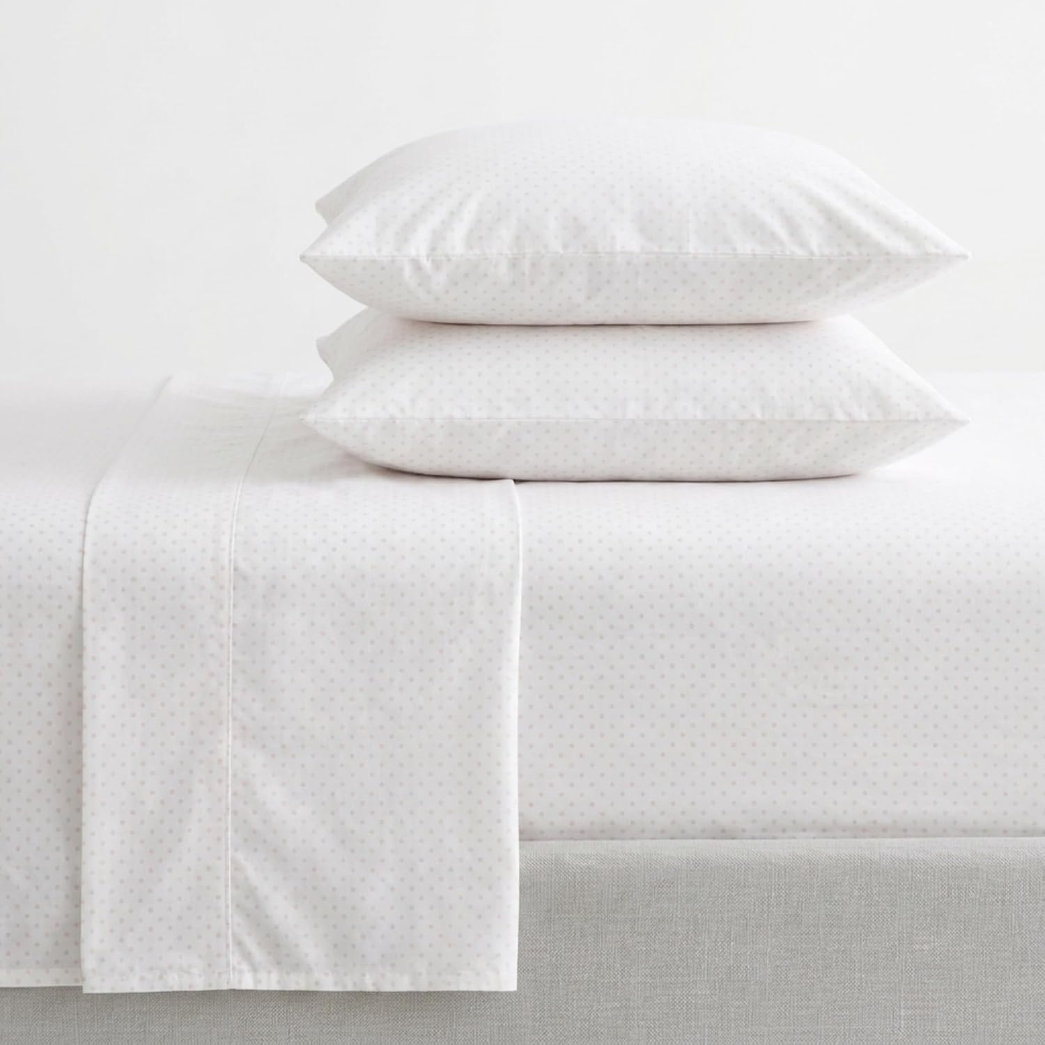 image:imageMartha Stewart Full Sheet Set with Fitted Sheet amp Pillowcases Cotton Percale Bedding with a Smooth Feel Deep Pocket Gingham BrownPolka Dot Pink