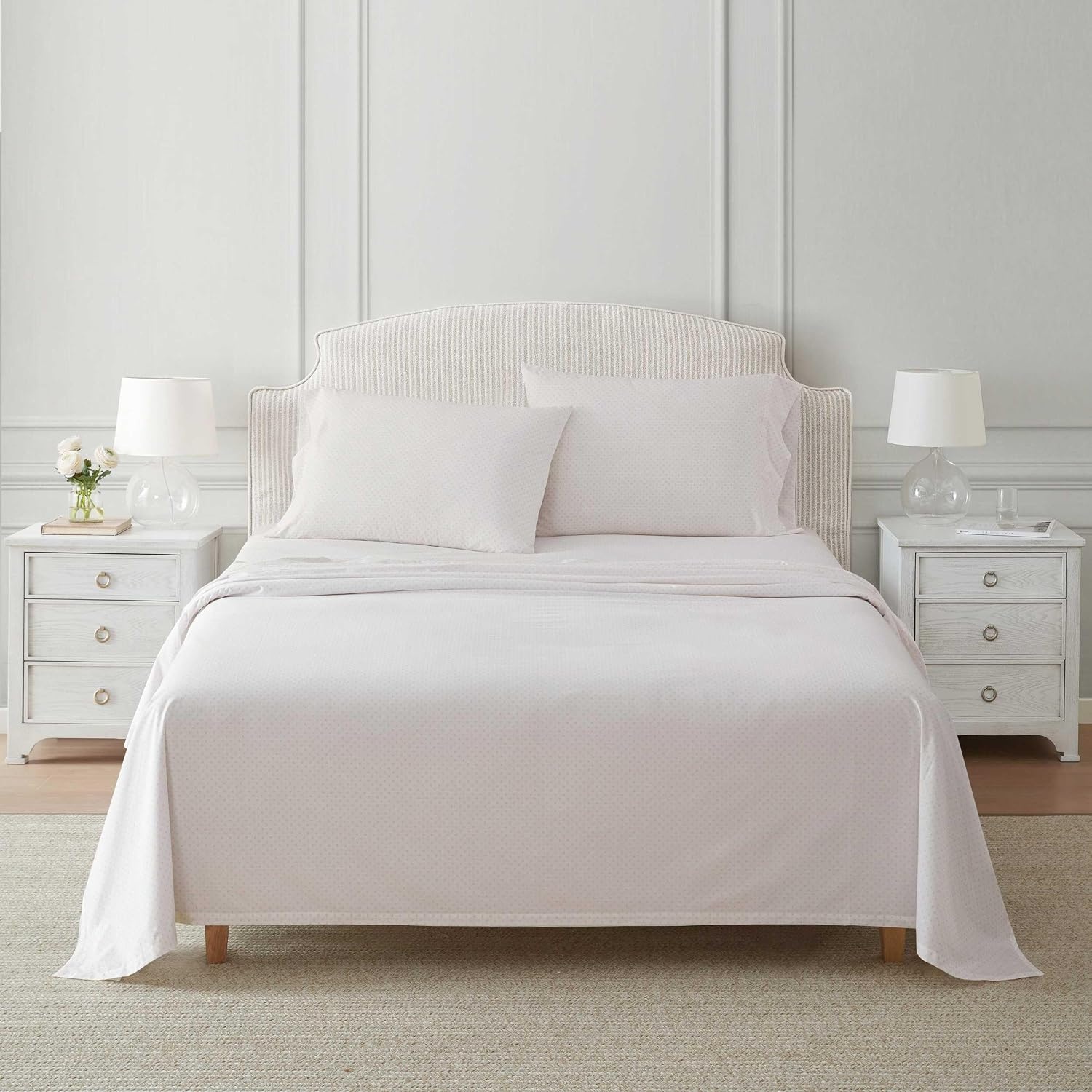 image:imageMartha Stewart Full Sheet Set with Fitted Sheet amp Pillowcases Cotton Percale Bedding with a Smooth Feel Deep Pocket Gingham BrownPolka Dot Pink