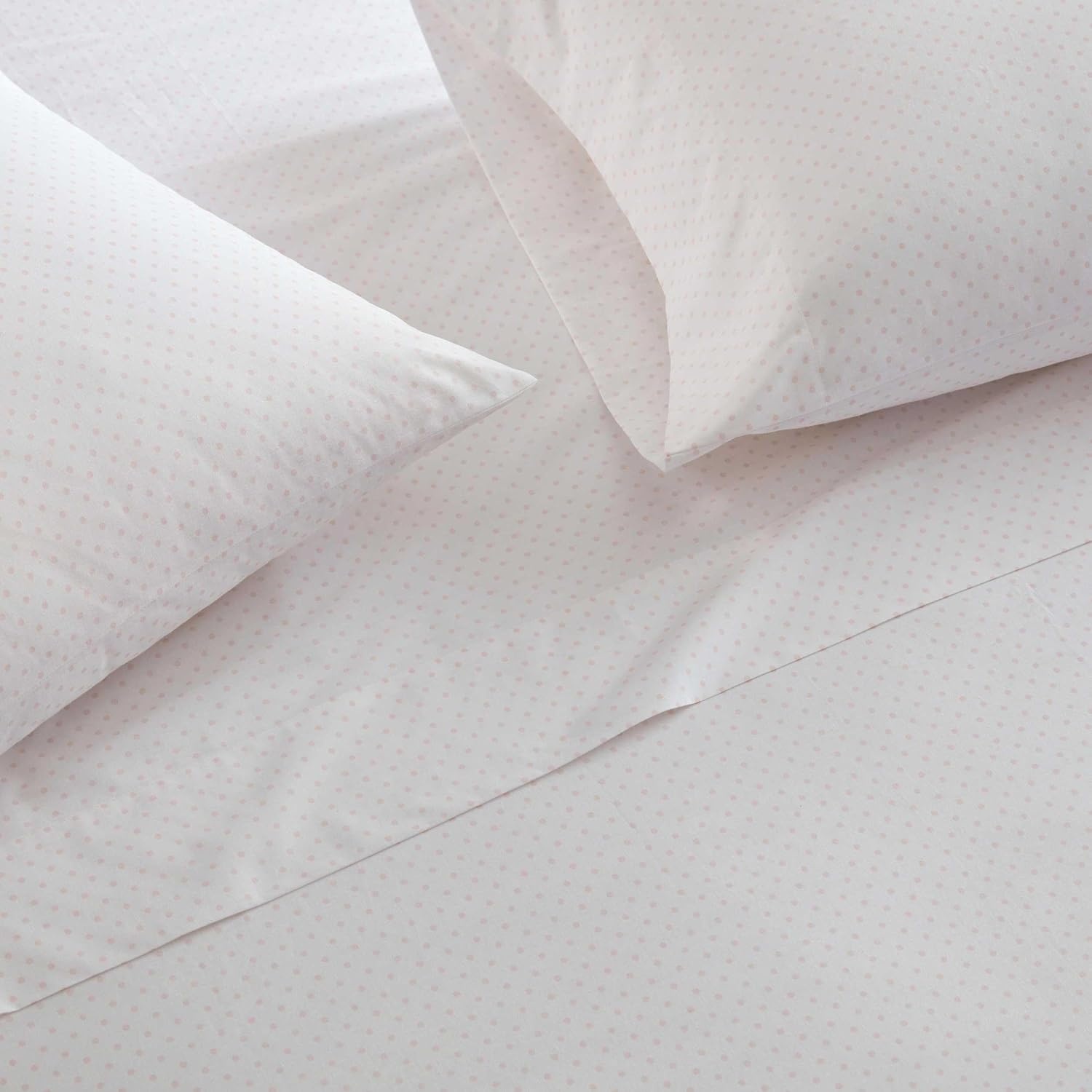 image:imageMartha Stewart Full Sheet Set with Fitted Sheet amp Pillowcases Cotton Percale Bedding with a Smooth Feel Deep Pocket Gingham BrownPolka Dot Pink