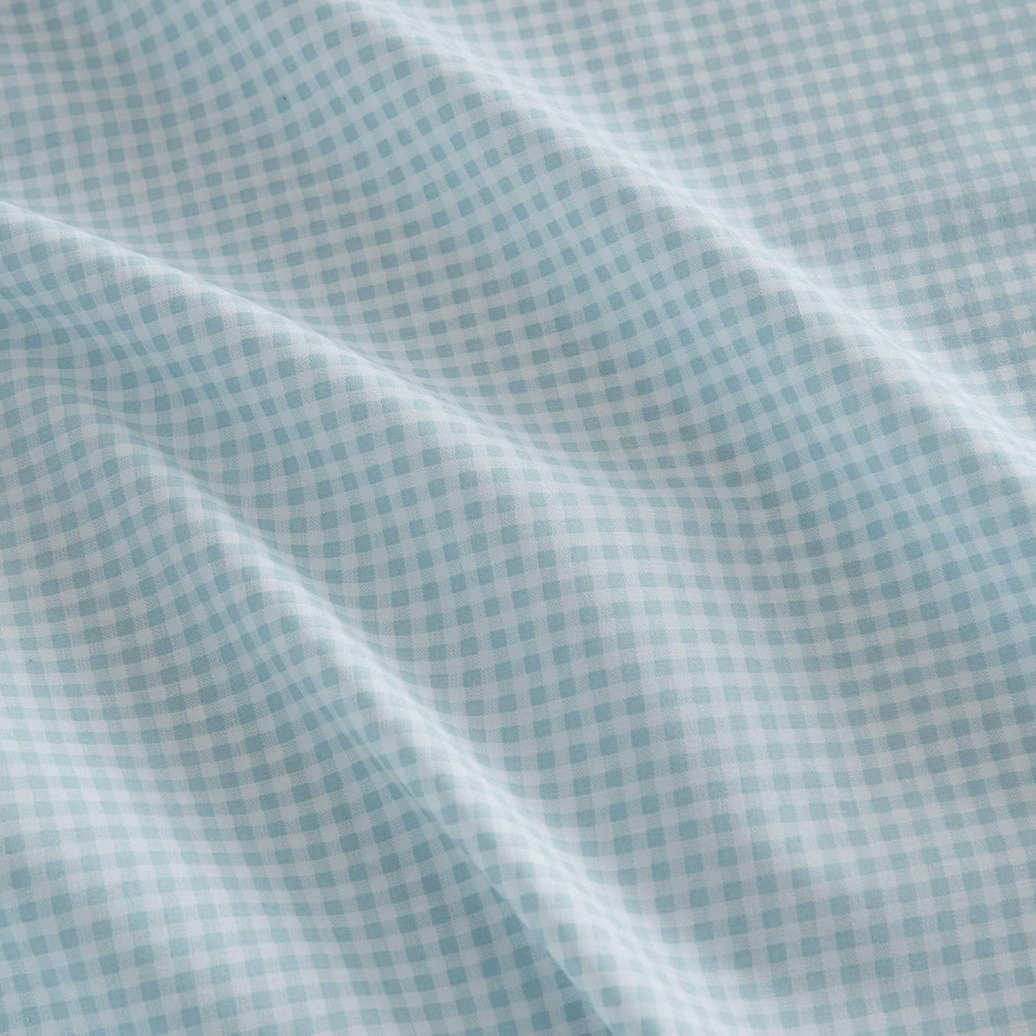 image:imageMartha Stewart Full Sheet Set with Fitted Sheet amp Pillowcases Cotton Percale Bedding with a Smooth Feel Deep Pocket Gingham BrownSmall Gingham Blue