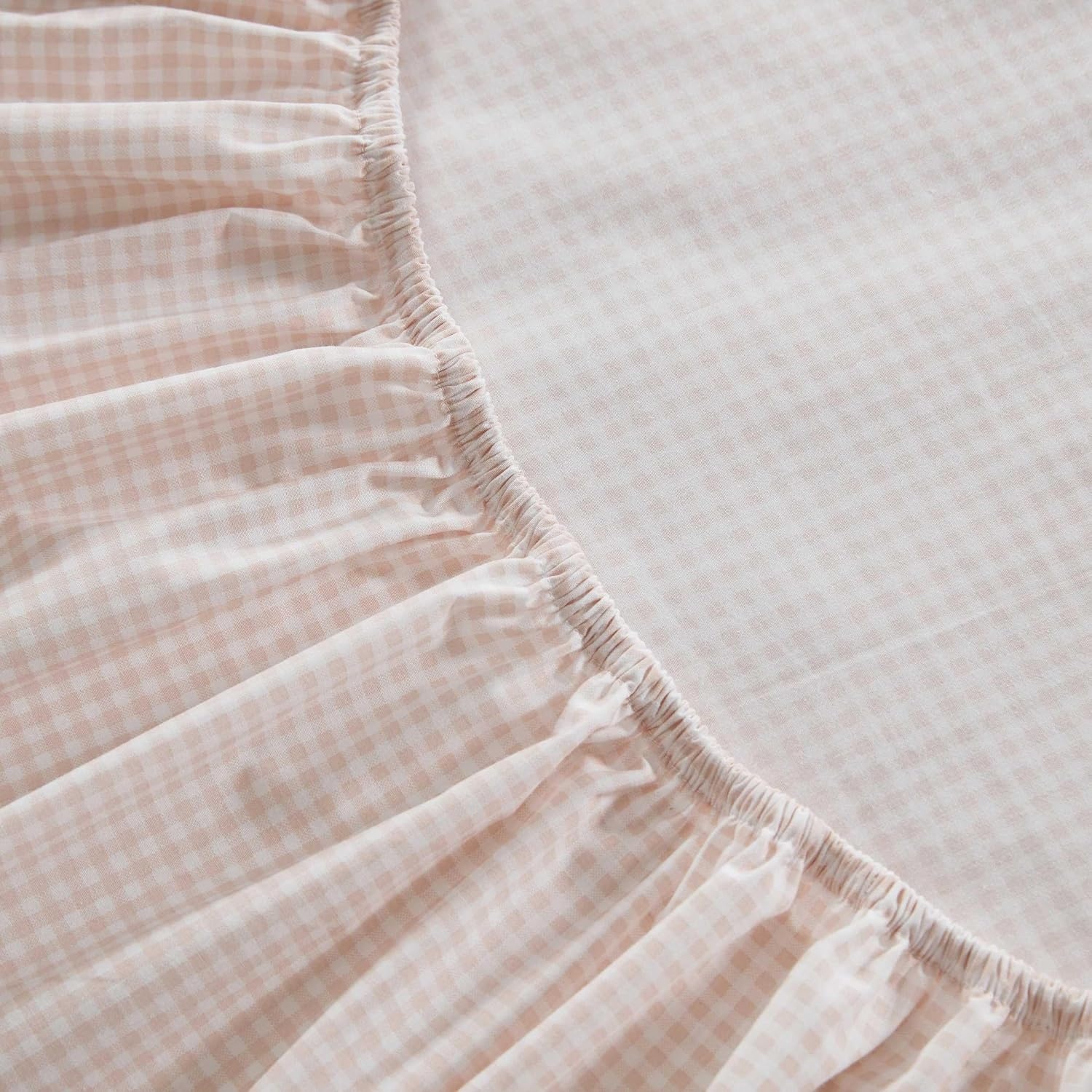 image:imageMartha Stewart Full Sheet Set with Fitted Sheet amp Pillowcases Cotton Percale Bedding with a Smooth Feel Deep Pocket Gingham BrownSmall Gingham Pink