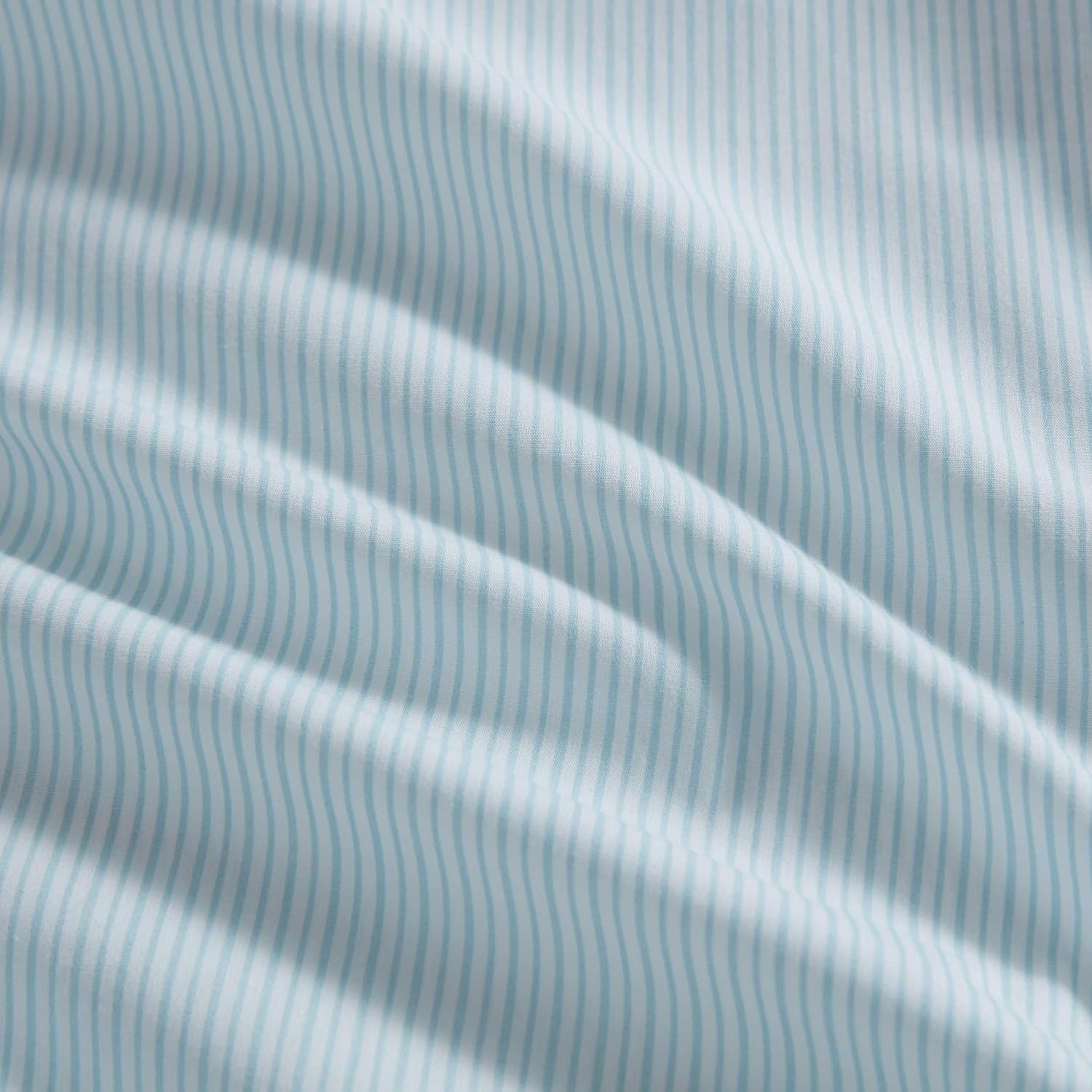 image:imageMartha Stewart Full Sheet Set with Fitted Sheet amp Pillowcases Cotton Percale Bedding with a Smooth Feel Deep Pocket Gingham BrownStripe Blue