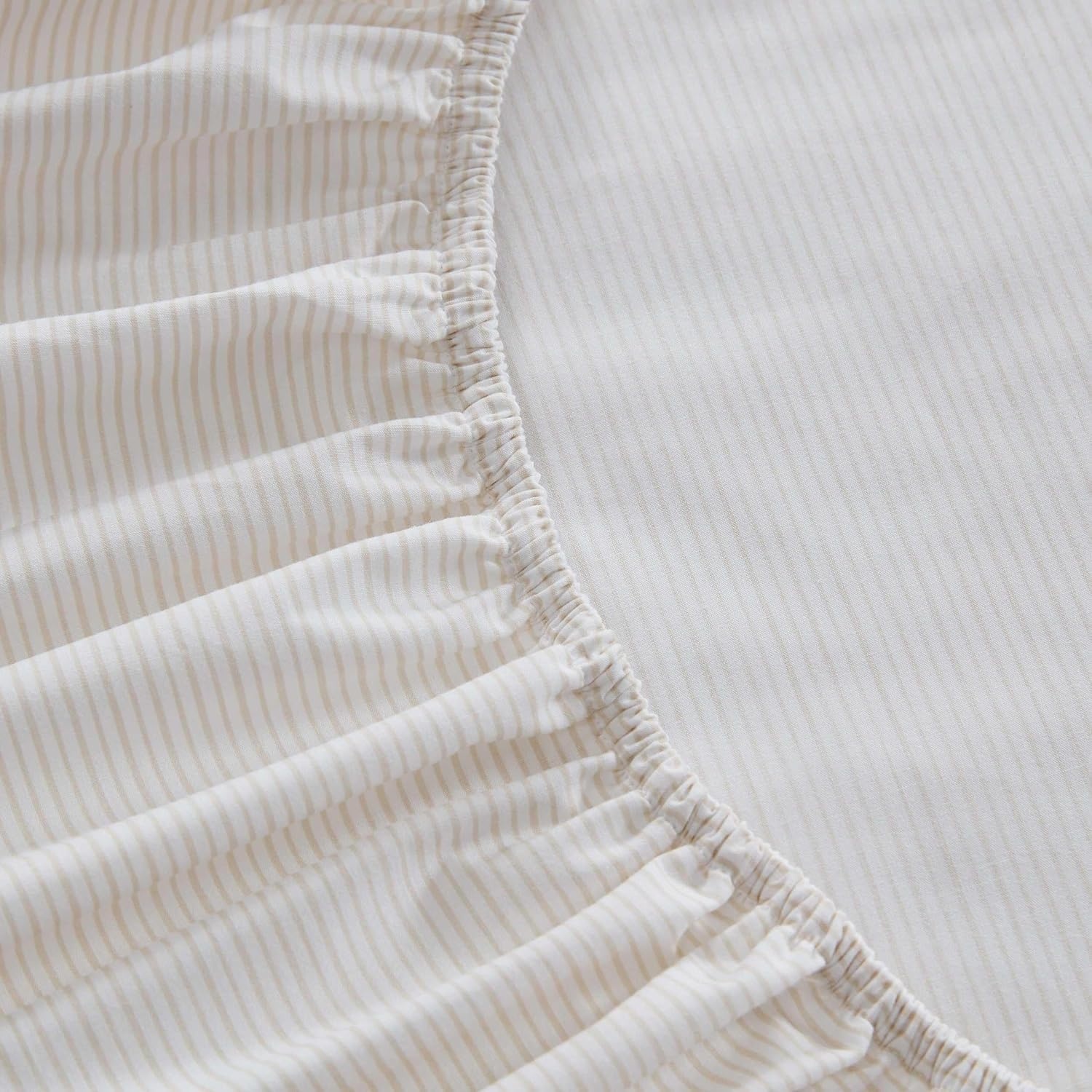 image:imageMartha Stewart Full Sheet Set with Fitted Sheet amp Pillowcases Cotton Percale Bedding with a Smooth Feel Deep Pocket Gingham BrownStripe White