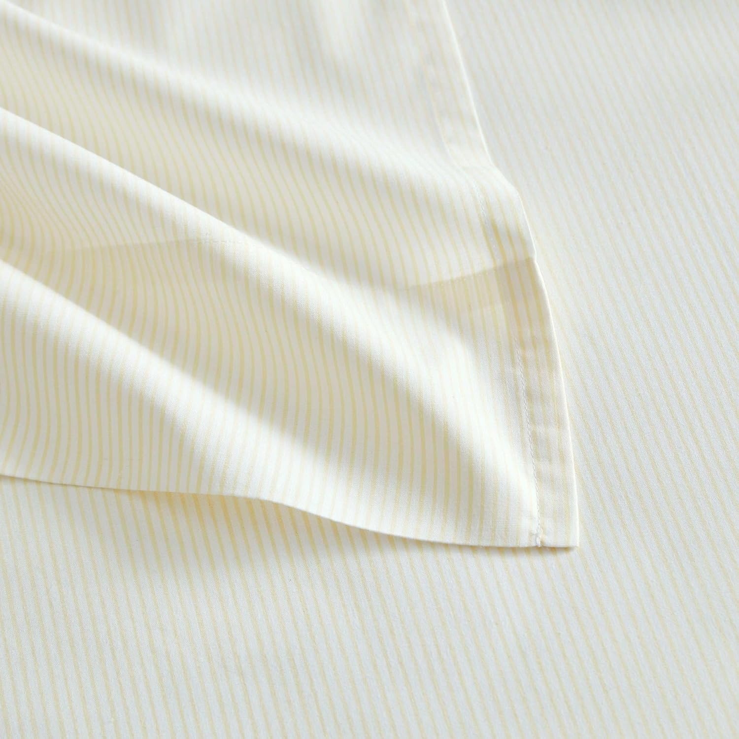 image:imageMartha Stewart Full Sheet Set with Fitted Sheet amp Pillowcases Cotton Percale Bedding with a Smooth Feel Deep Pocket Gingham BrownStripe Yellow