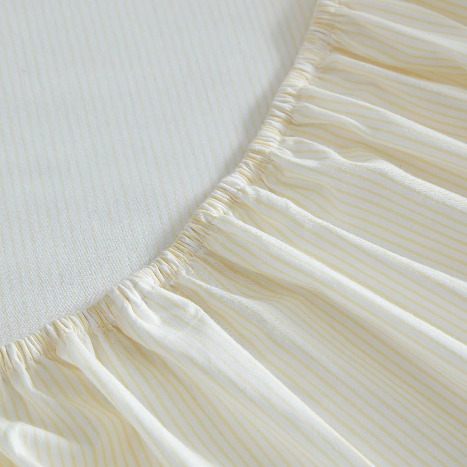 image:imageMartha Stewart Full Sheet Set with Fitted Sheet amp Pillowcases Cotton Percale Bedding with a Smooth Feel Deep Pocket Gingham BrownStripe Yellow
