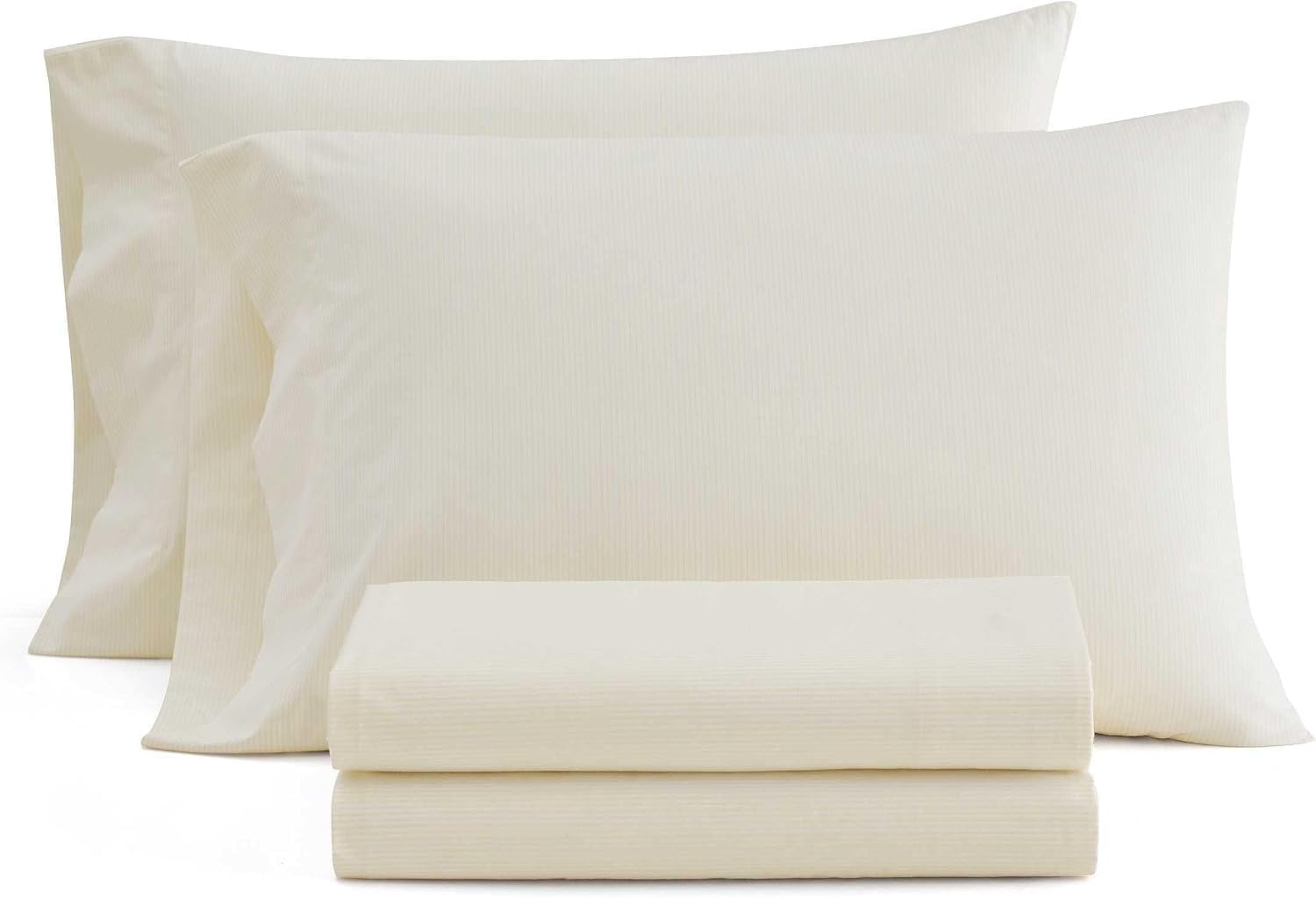 image:imageMartha Stewart Full Sheet Set with Fitted Sheet amp Pillowcases Cotton Percale Bedding with a Smooth Feel Deep Pocket Gingham BrownStripe Yellow